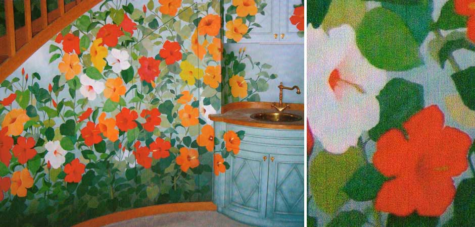 dipinto pareti con ibiscus - Mattavelli